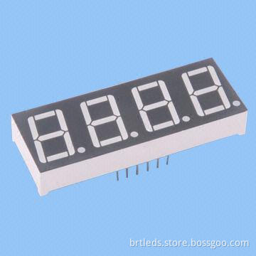4 Digit 7 Segment LED Display, 0.56-inch Green Color, Common Anode, White Segment and Black Face